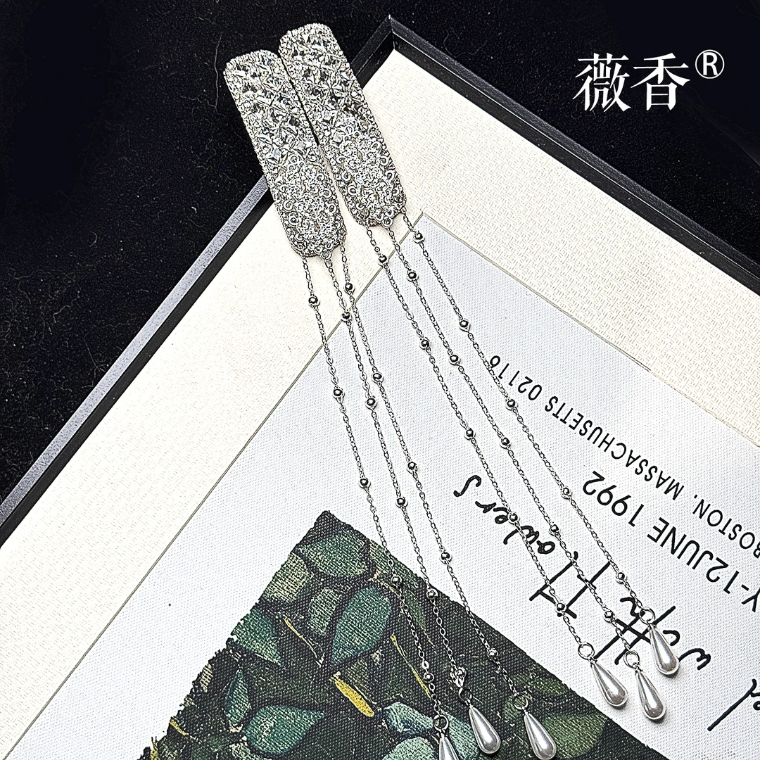 weixiang/薇香274秋冬新款重工流苏原创重工侧边刘海发夹