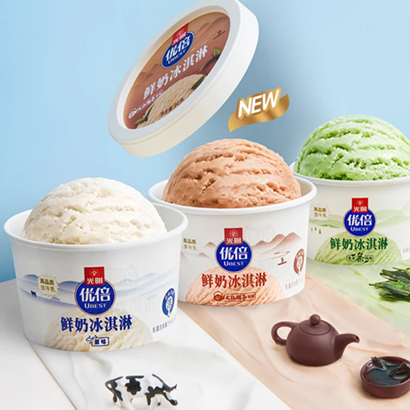光明牌鲜奶冰淇淋光明优倍龙井茶风味90g雪糕家庭装网红雪糕雪糕同城配