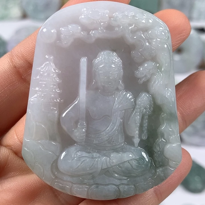 翡翠未镶嵌颈饰不动明王卡厚10+