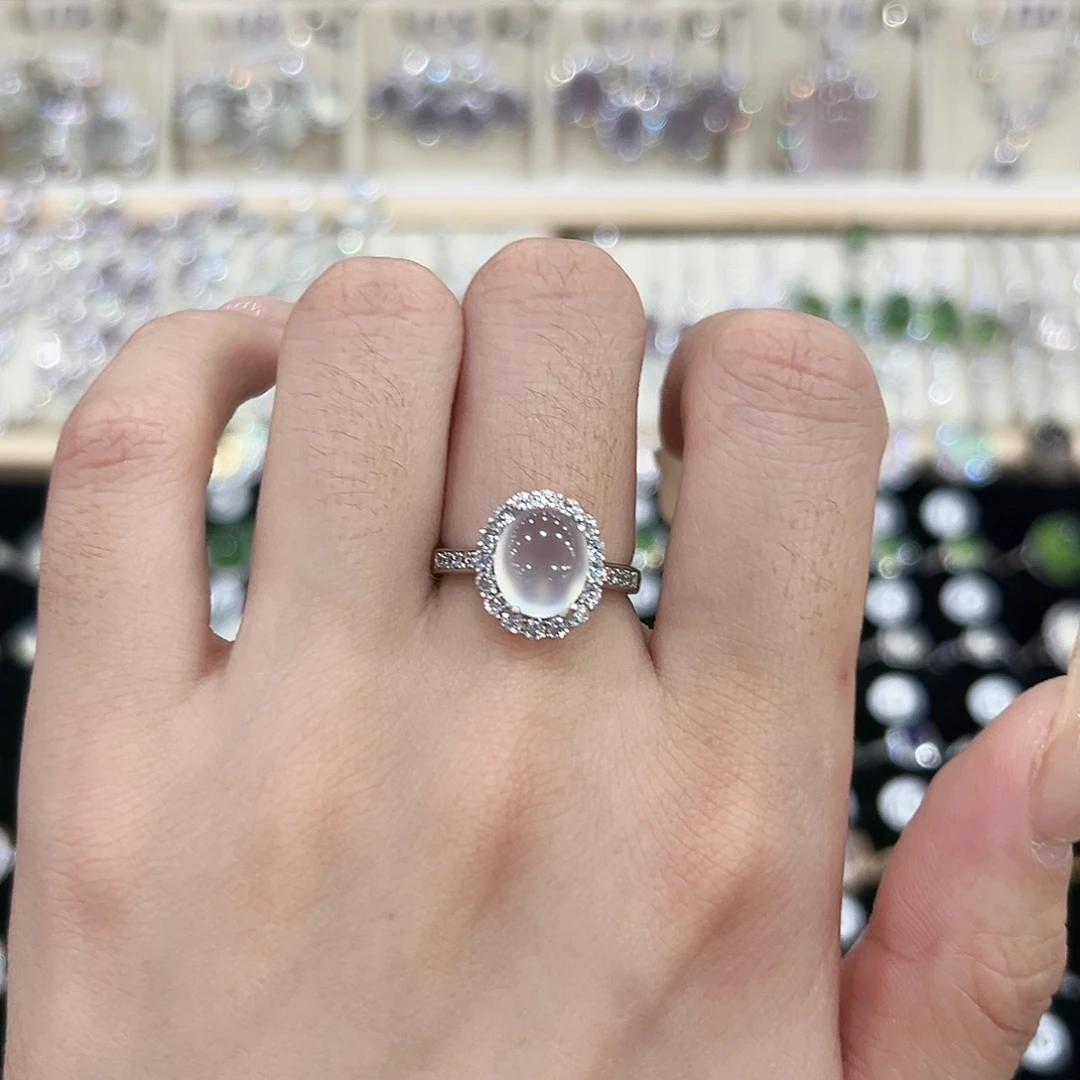 岫玉银S925镶嵌戒指