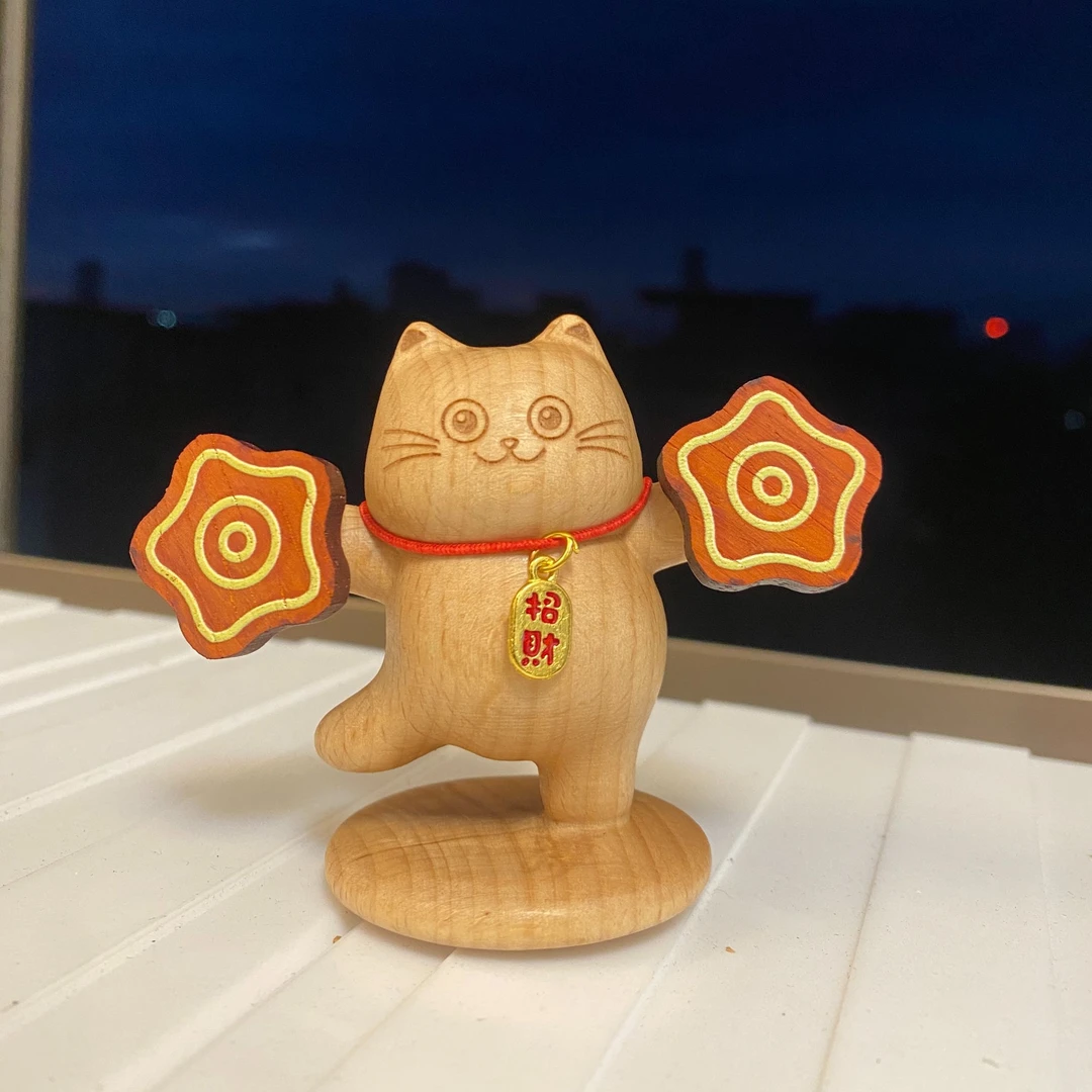 网红家居摆件酒柜电视柜客厅布置汽车装饰品二人转招财猫生日礼物