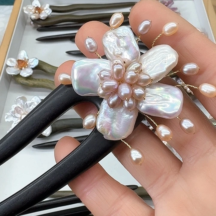 淡水珍珠发饰银S925镶嵌?****e