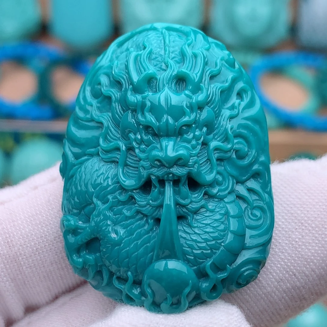 未镶嵌绿松石珠宝奇石龙牌