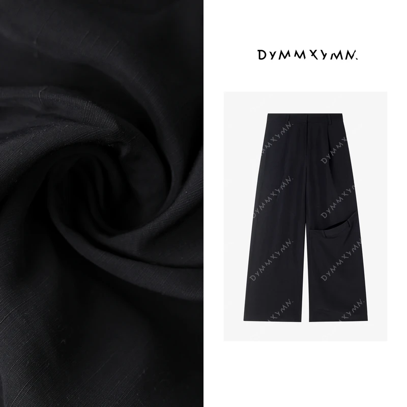 【DYMMXYMM】-设计师气质时尚小众高级感亚麻破洞阔腿裤-P2068