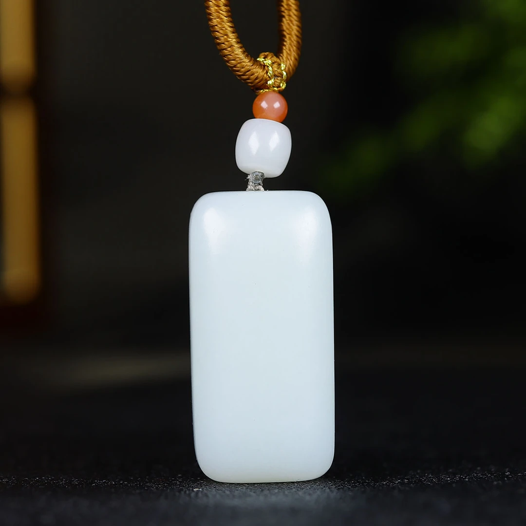 121103和田玉白玉无事牌挂件