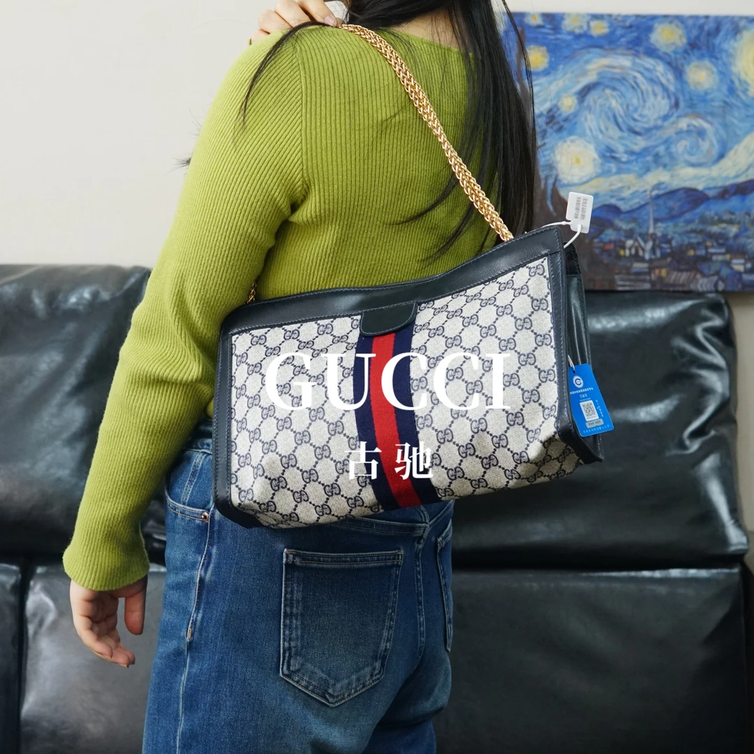95新 GUCCI/古驰 蓝花链条包/F4JJ10628799/8799