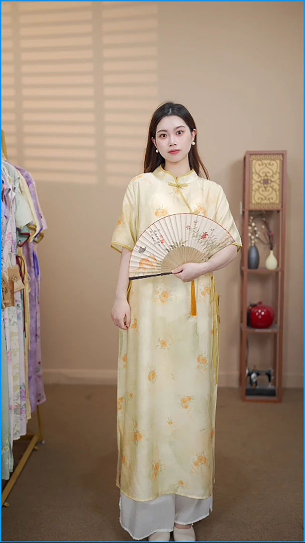 与喆原创【伊人】新短袖038款国风连衣裙新中式百搭气质显瘦