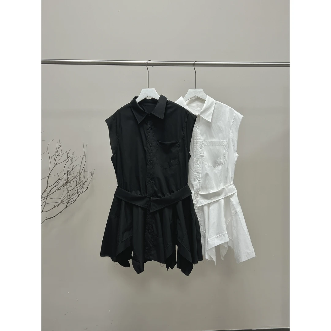 不规则假两件衬衫连衣裙72820（清）