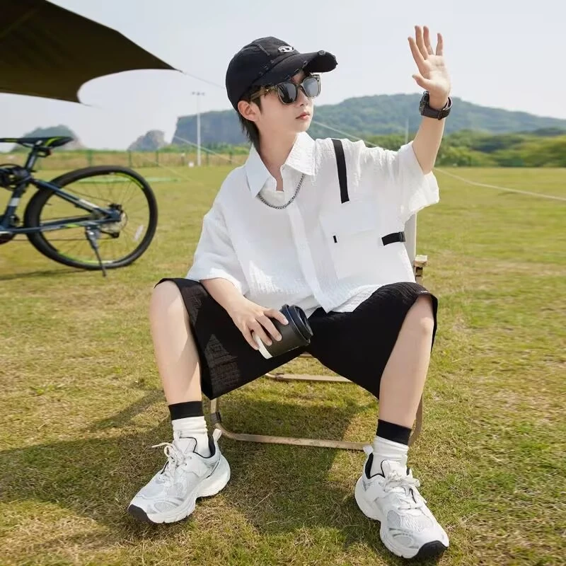 男童夏装套装2025新款儿童夏季薄款短袖宽松中大童夏款洋气男孩潮