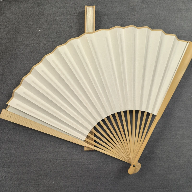 宣纸折扇[玉竹9.5寸方头/圆头]空白折扇一面生宣一面熟宣