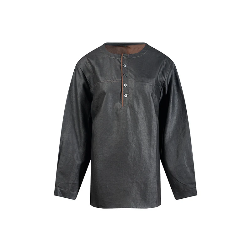 休闲香云纱新中式风格半开扣衬衫