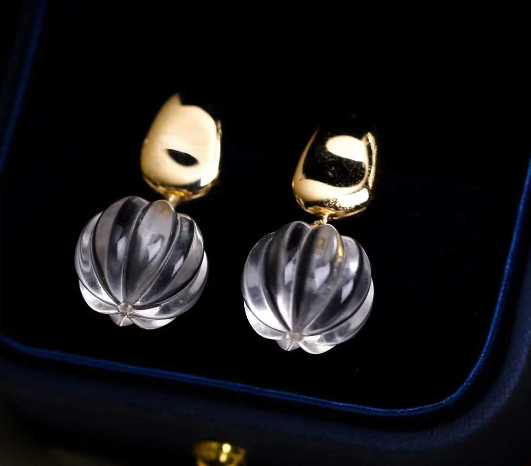 【珞宁专属】白水晶南瓜耳钉10mm