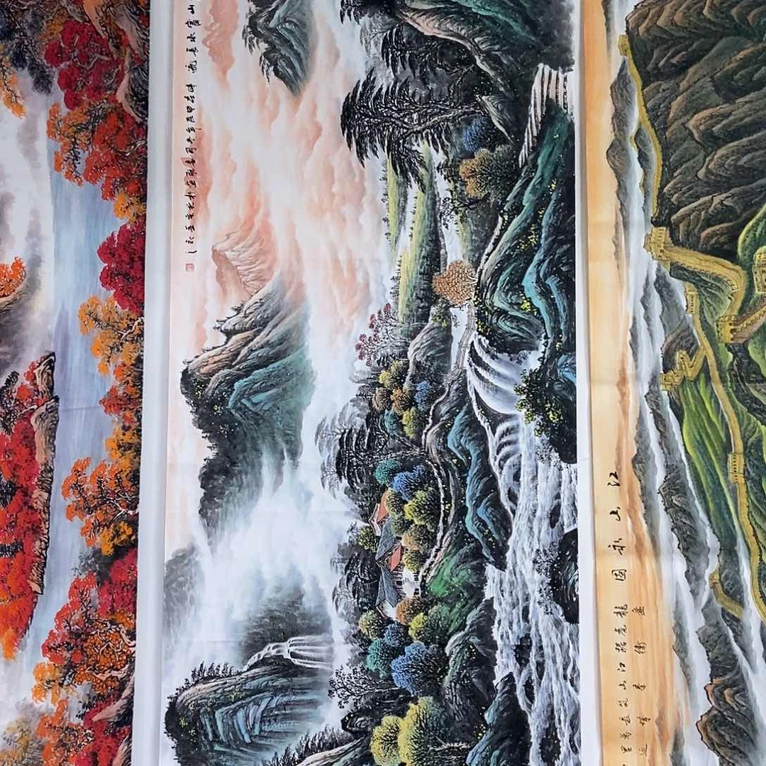 国画小八尺山水一副