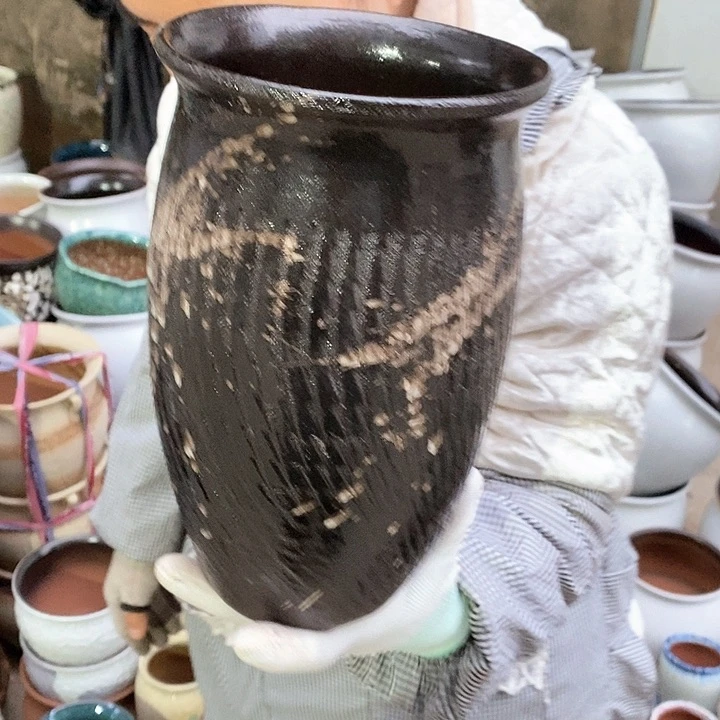 紫砂花盆瑕疵口15高25瑕疵