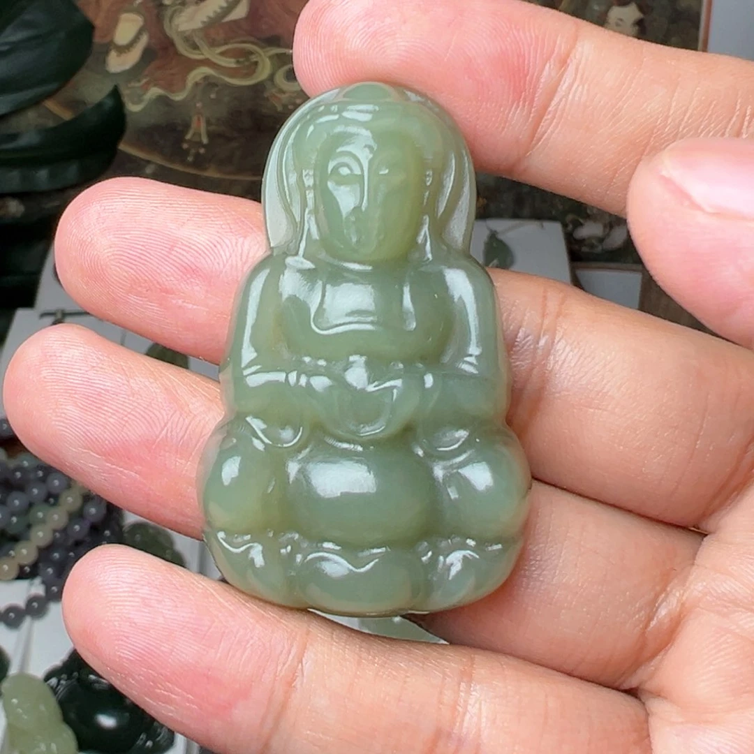 和田玉吊坠(不含链)未镶嵌50mm观音特价