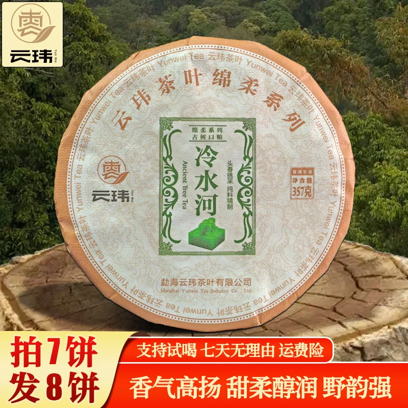 云玮2018易武冷水河刮风寨古树纯料头春普洱茶生茶357g饼私藏高货