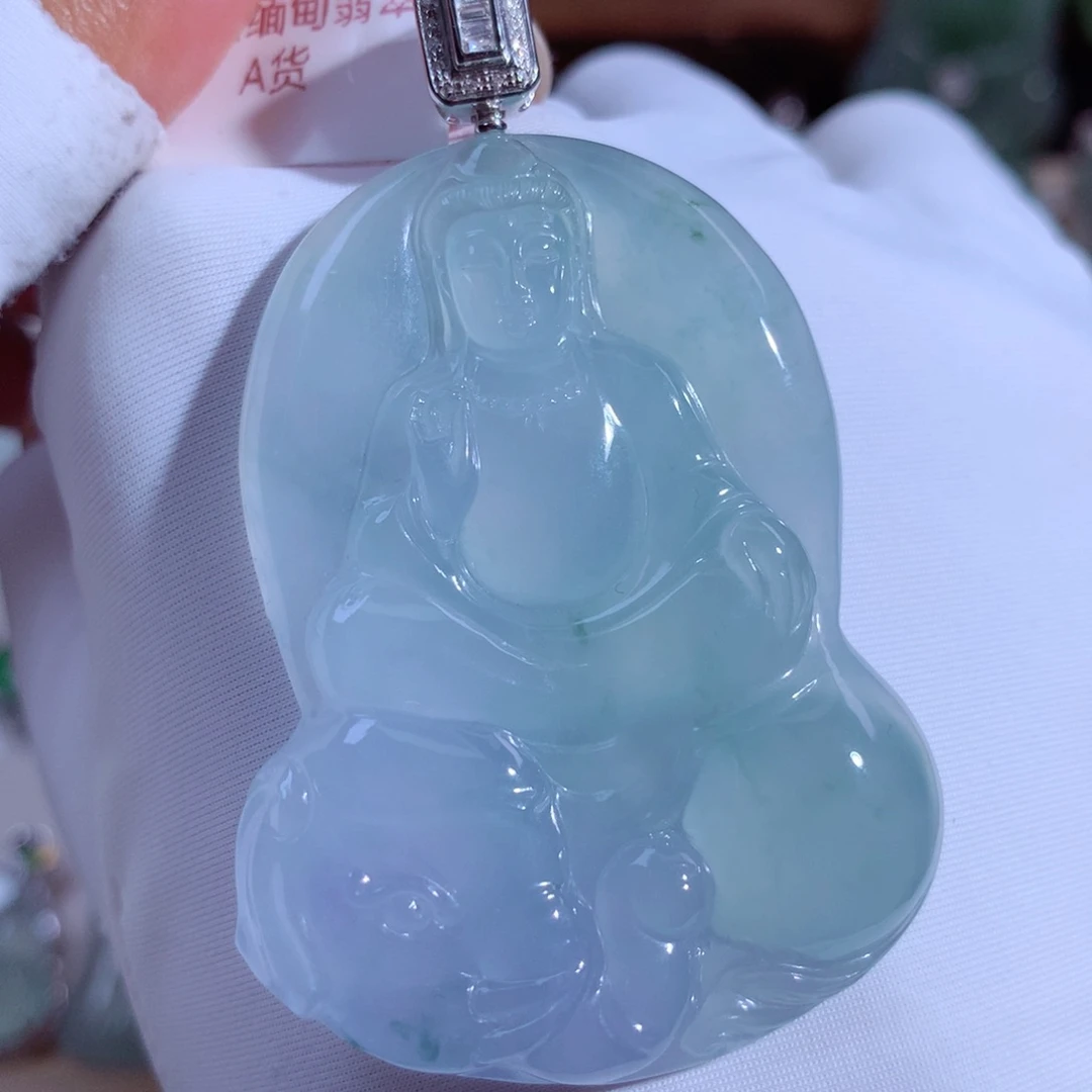 翡翠颈饰18K金镶嵌普贤菩萨