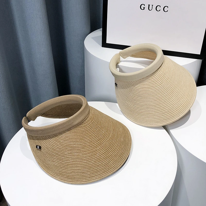 KimMumy帽子女夏季草帽遮阳沙滩出游遮脸防紫外线空顶帽大帽檐防