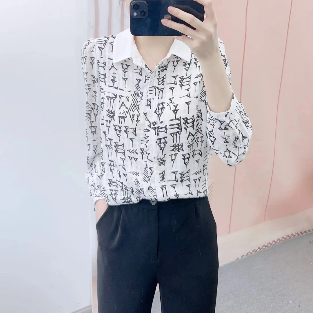 302清F5春夏款汉派品牌专柜女装时尚韩版休闲百搭印花开扣小衫