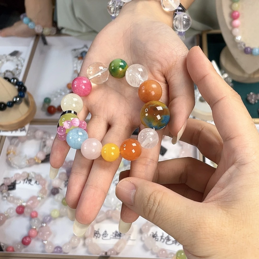 水晶手链银S925镀金镶嵌