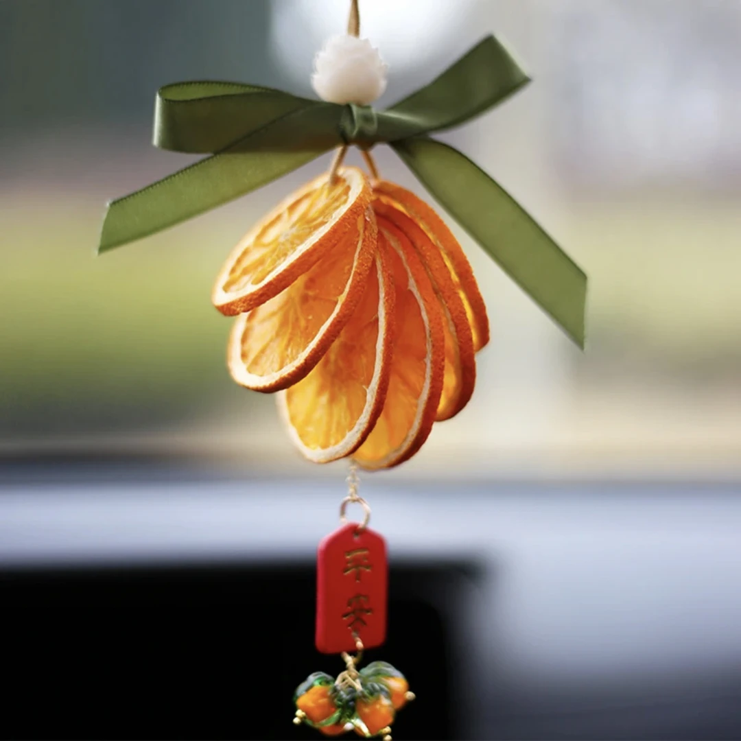 汽车挂件大橘大利橙片干花车挂装饰墙挂氛围感心想事橙车挂饰装饰