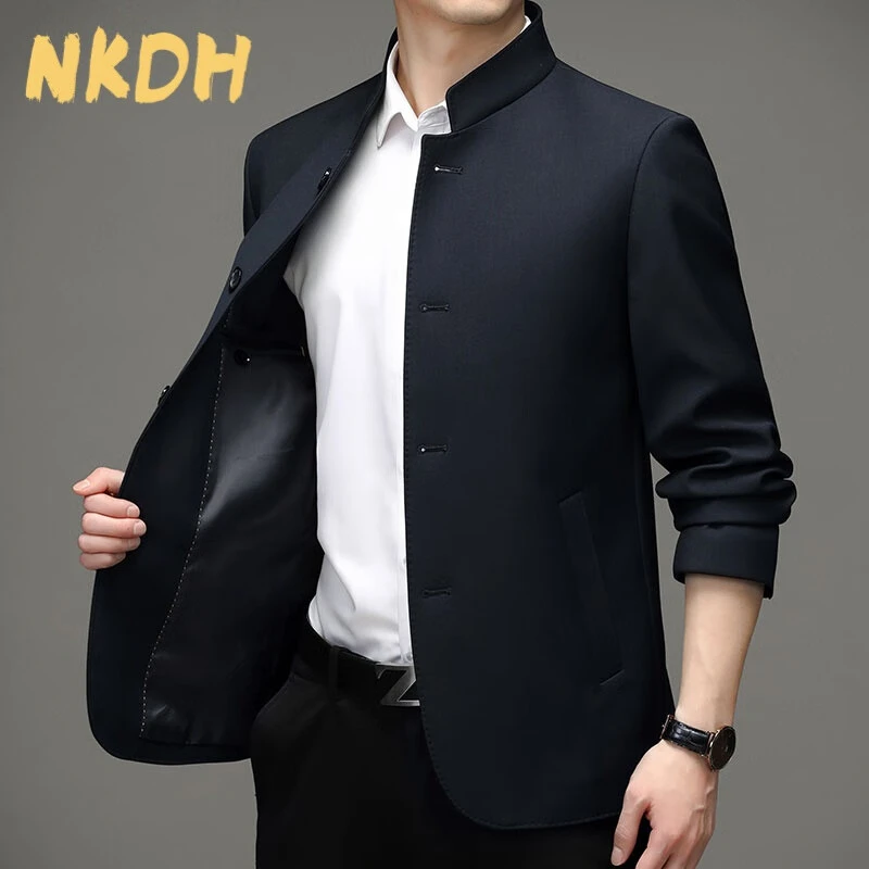 NKDH奢侈高档品牌春季中山西服外套男中华立领行政感商务休闲西装