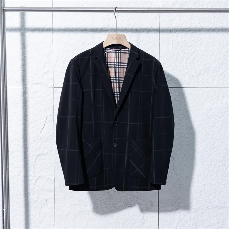 春季男士格纹百搭舒适休闲西服男款时尚复古单西外套Z1301-2166