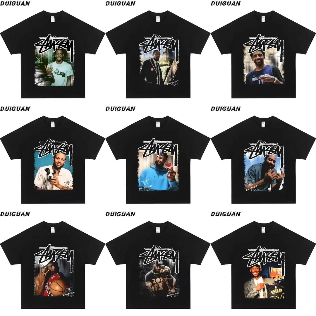 球星恶搞系列纯棉直喷印花夏季宽松运动休闲速干圆领短袖