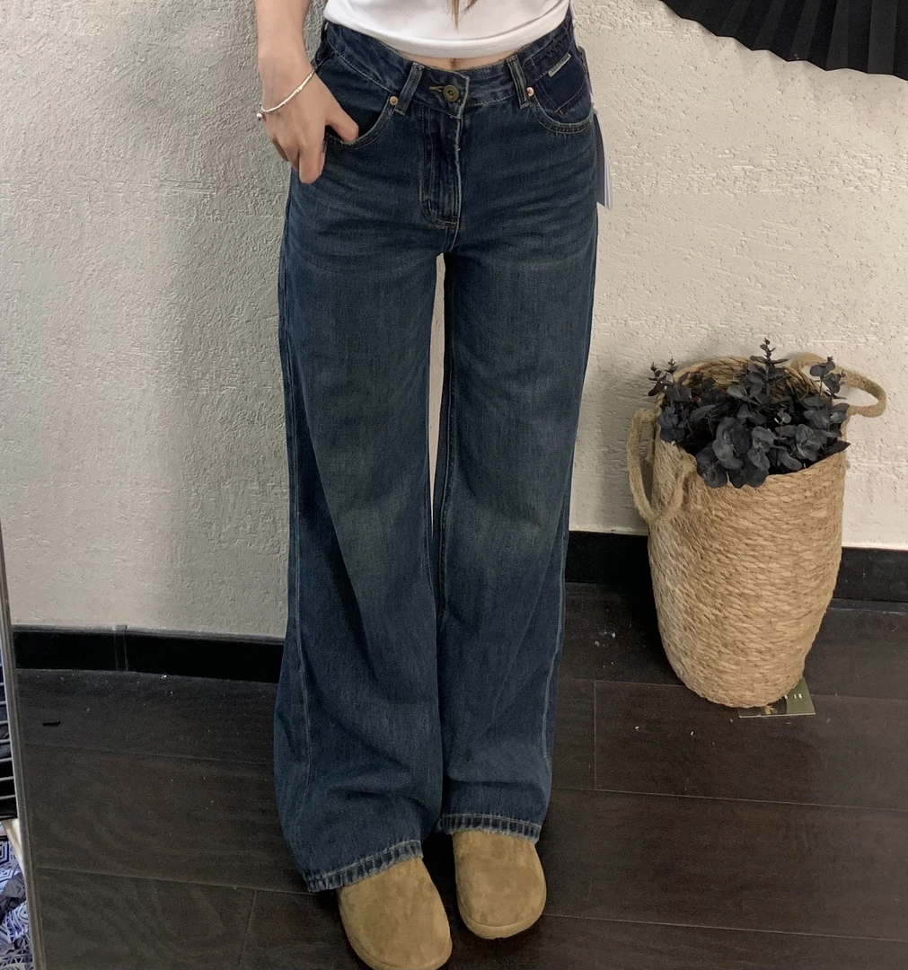 『雨美 Show』2618做旧水洗牛仔直筒裤