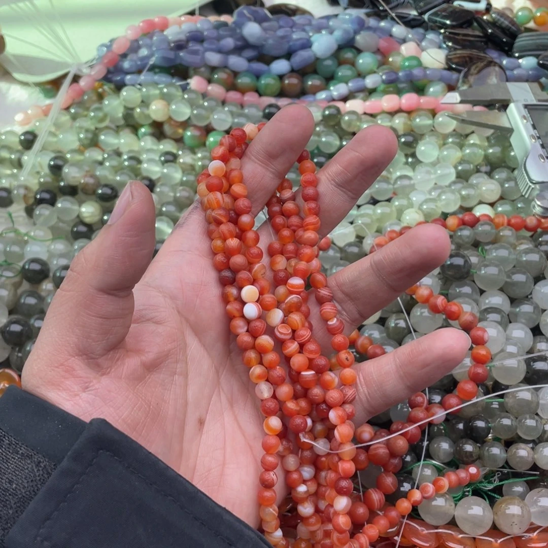 玛瑙/玉髓珠宝半成品未镶嵌一条装6mm橘皮玛瑙