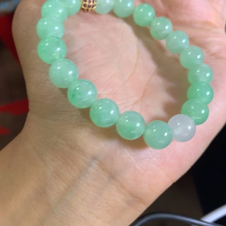 定制翡翠未镶嵌翡翠珠串卡9.5不退不换