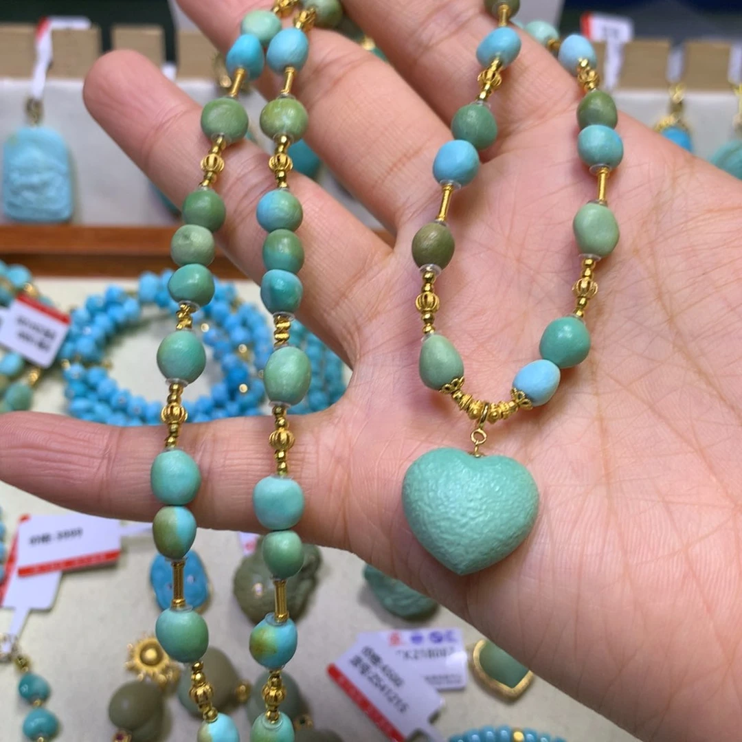 绿松石项链18K金镶嵌