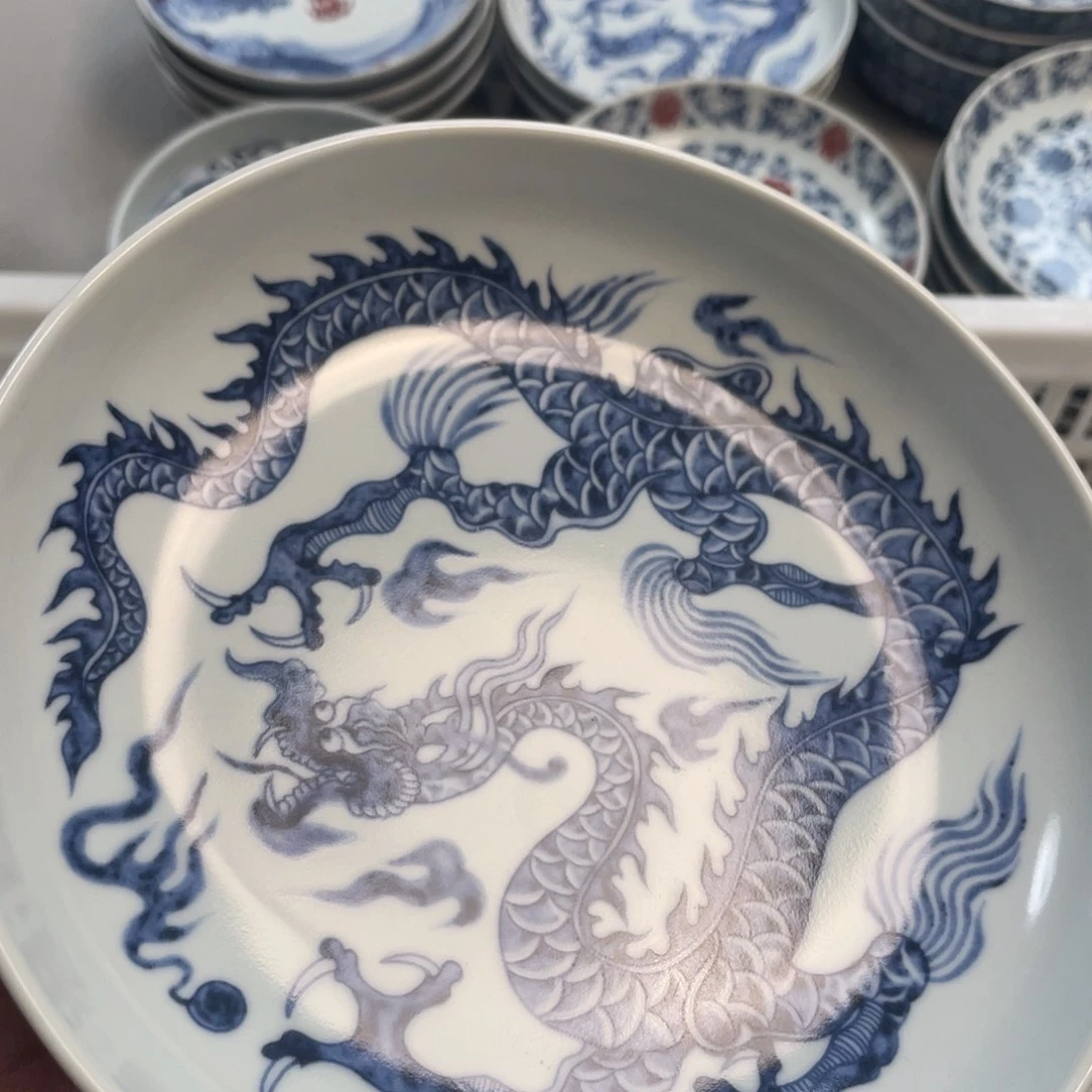 瓷片景德镇青花铠甲龙大壶承