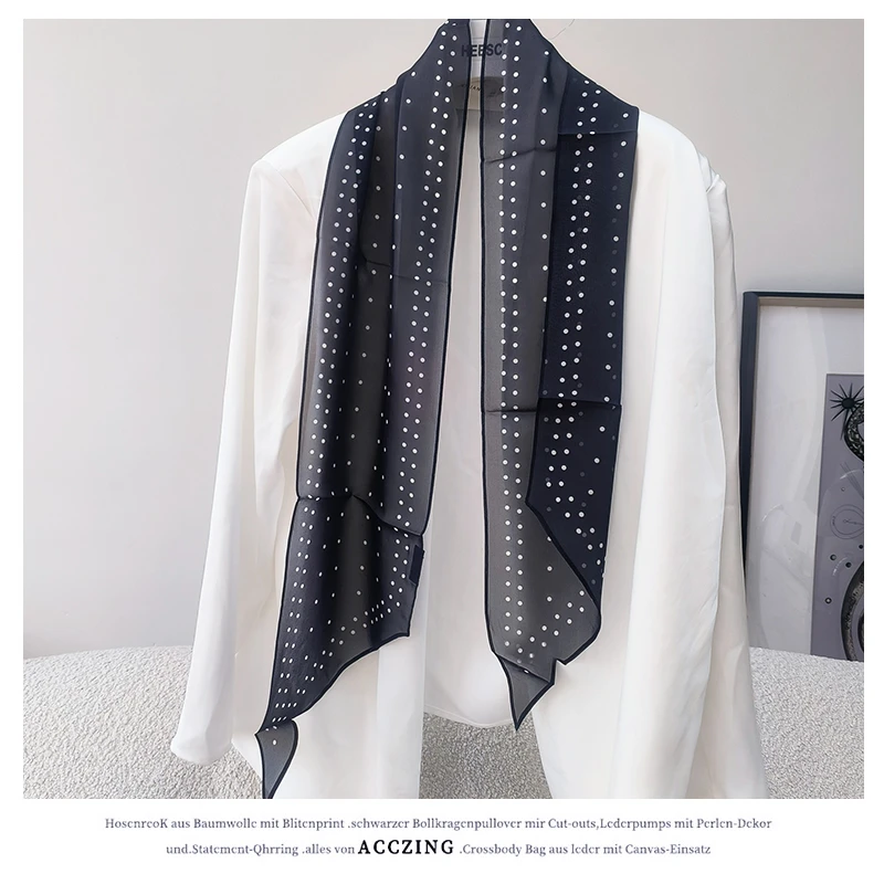 「港岛风情」8姆米乔其斜角巾透气真丝丝巾时尚100%桑蚕丝长巾