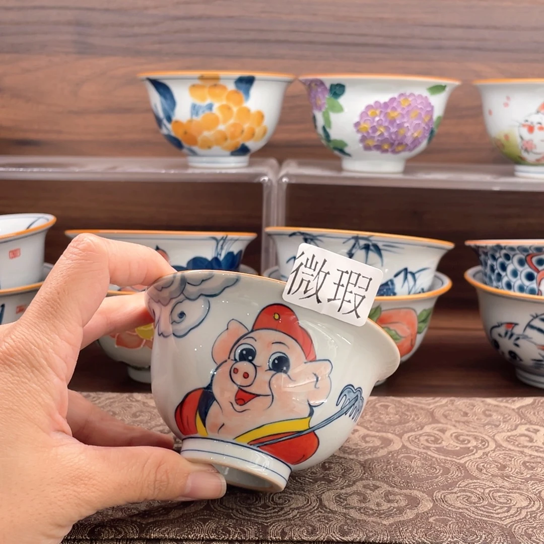 釉下手绘茶具微瑕