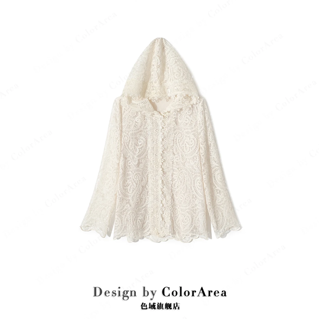 ColorArea/色域春新款设计感时尚减龄珠片刺绣上衣百搭连帽短外套