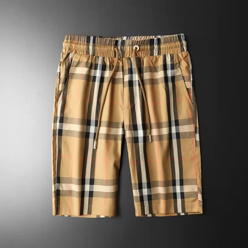 2025夏季新款运动休闲短裤男高档格子潮五分裤男士沙滩裤高端潮牌