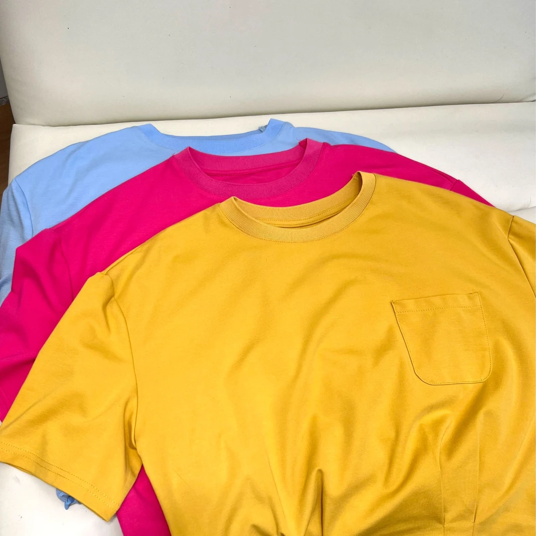 【柚果】小个子夏款纯色简约圆领休闲T恤衫