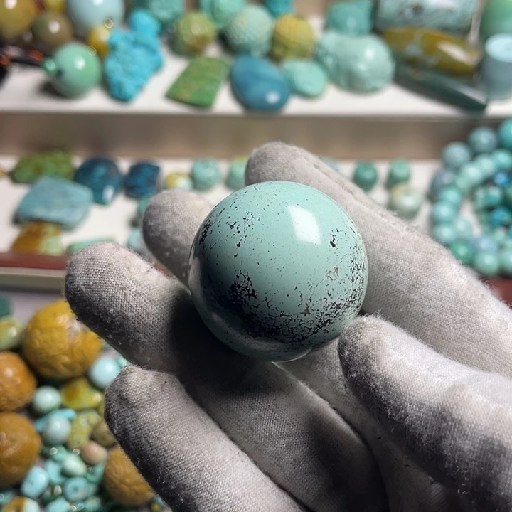 绿松石未镶嵌绿松石圆珠33.8