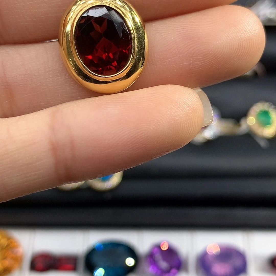 银S925镶嵌石榴石吊坠(不含链)