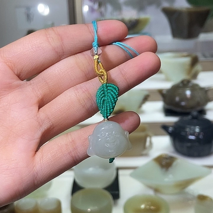 和田玉未镶嵌挂件佛头手机挂