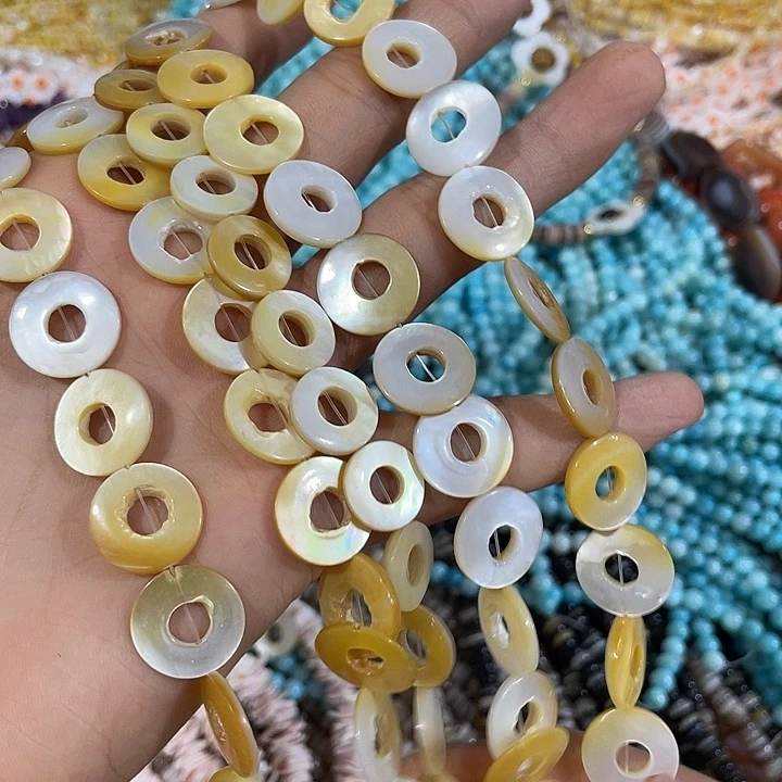 玛瑙/玉髓合金珠宝半成品一条黄金贝甜甜圈随机个别破