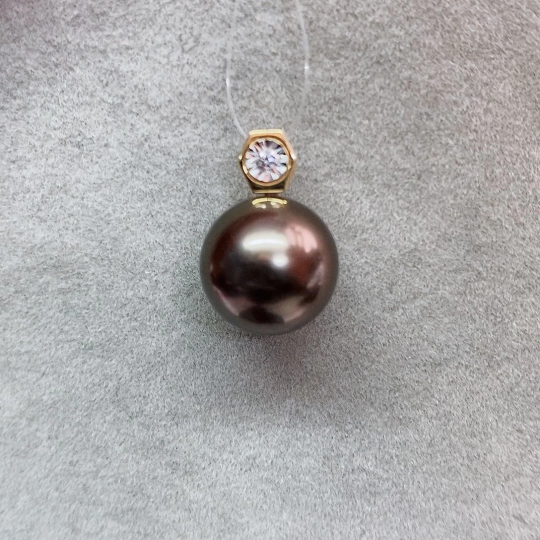 吊坠(不含链)18K金镶嵌海水珍珠12-13