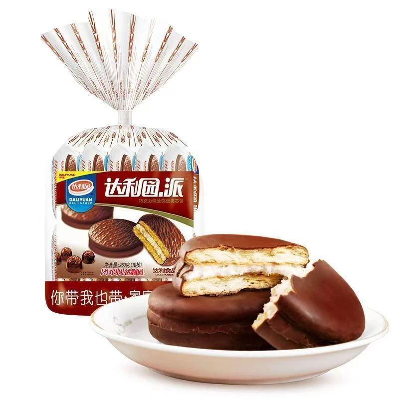 达利园注心派700g巧克力味混合早餐面包蛋糕整箱健康零食休闲食品