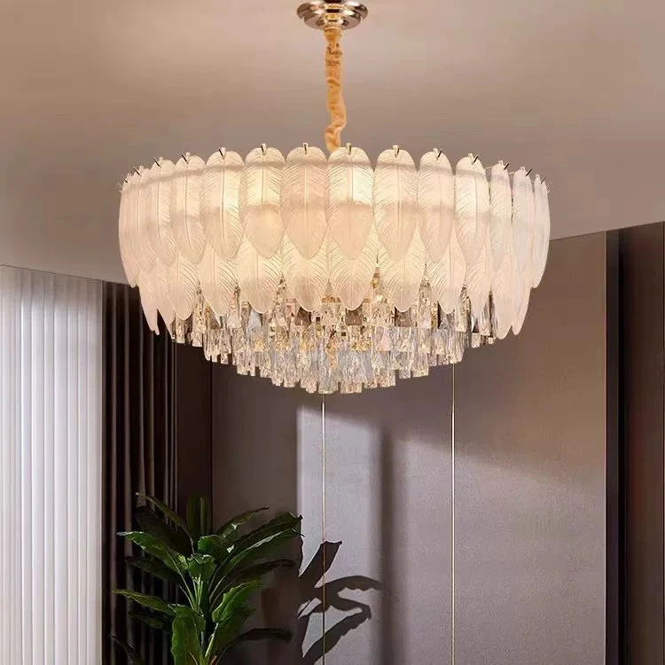 羽毛水晶吊灯轻奢现代客厅法式大气设计师网红餐厅卧室灯