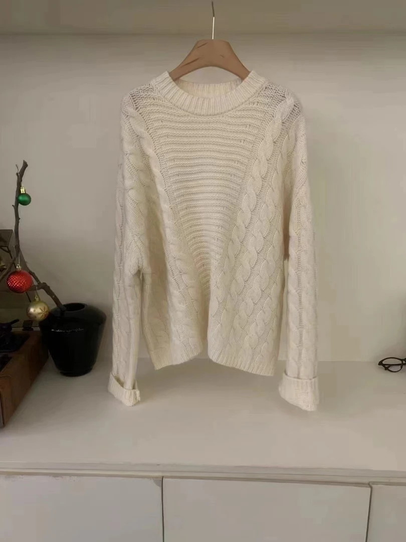 张张家~韩版百搭软糯糯毛衣时尚条纹套头