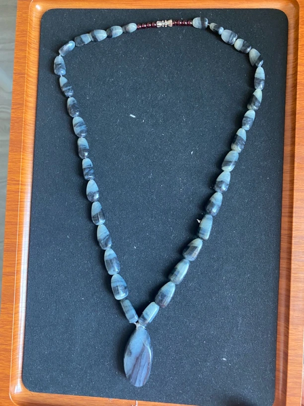 天然和田玉青花项链带挂坠，和田玉直播间