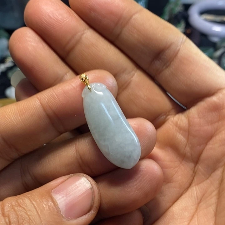 翡翠18K金镶嵌耳饰天然缅甸翡翠A货福瓜吊坠