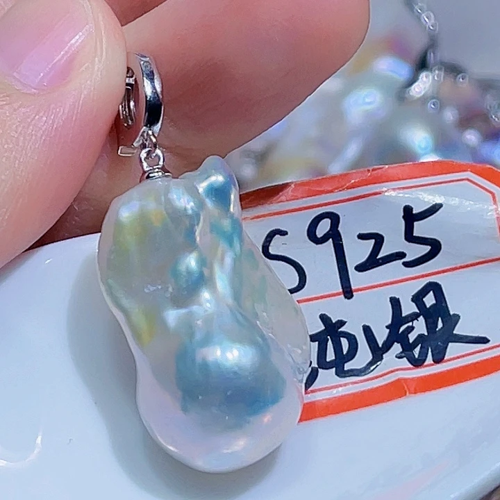 淡水珍珠银S925镶嵌颈饰
