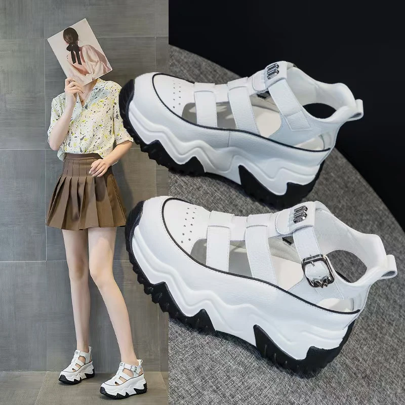 镂空凉鞋软底增高老爹鞋女2025夏季新款轻便休闲女鞋时尚厚底百搭